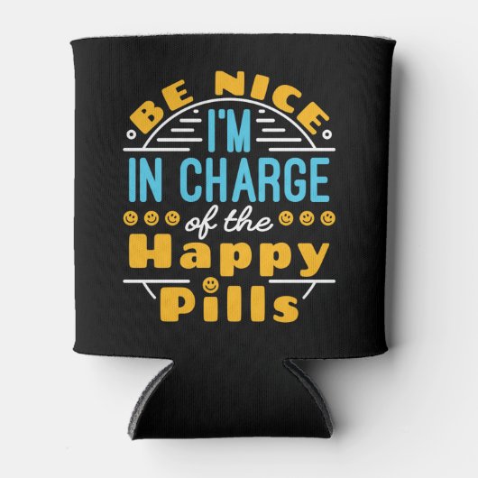 Leuk dat ik de baas ben van Happy Pills apotheker Blikjeskoeler (Voorkant)