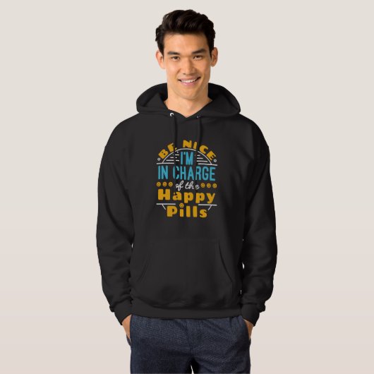 Leuk dat ik de baas ben van Happy Pills apotheker Hoodie (Voorkant volledig)
