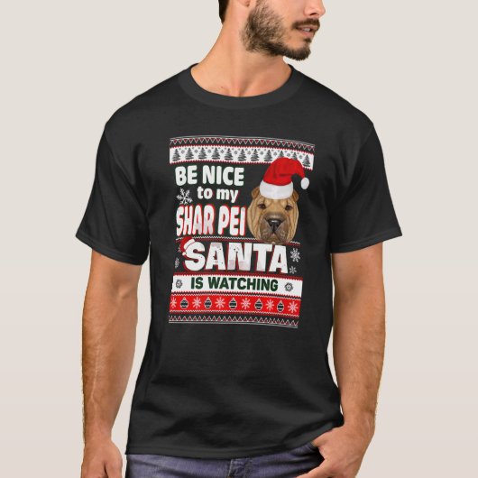 Leuk dat ik de kerstman van Santa Shar Pei heb gek T-shirt (Voorkant)