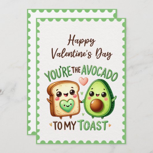Leuk dat je de avocado bent van mijn toast Valenti Feestdagenkaart (Voorkant / Achterkant)