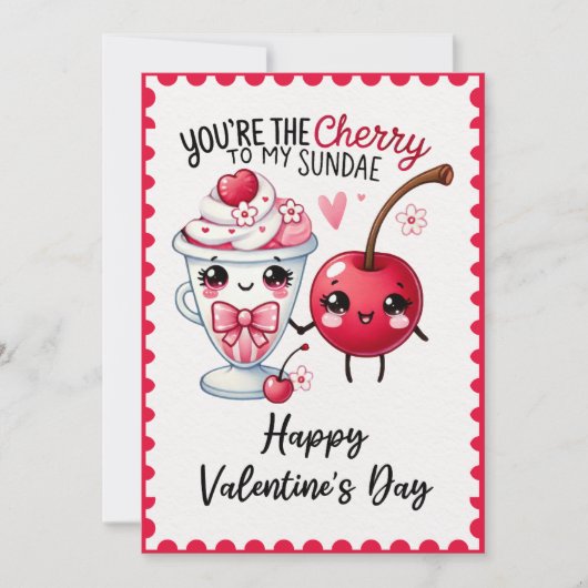 Leuk dat je de kers bent op mijn Sundae-Valentijns Feestdagenkaart (Voorkant)
