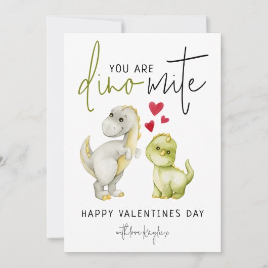 Leuk dat je Dino-Mite bent | Valentijnsdag Feestdagenkaart (Voorkant)