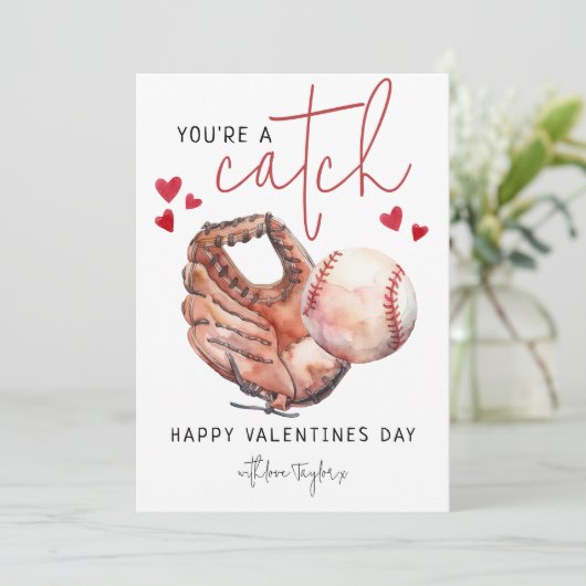 Leuk dat je een vangst bent | Valentijnsdag Feestdagenkaart (Staand voorkant)