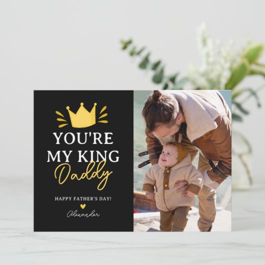Leuk dat je mijn koning vaders dag foto kaart (Staand voorkant)