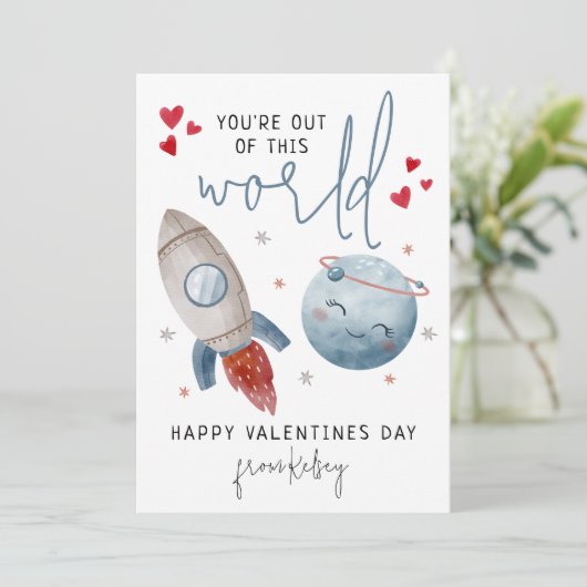 Leuk dat je niet van deze wereld bent | Valentijns Feestdagenkaart (Staand voorkant)