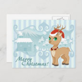 Leuk de cartoonrendier van kawaiiKerstmis Feestdagenkaart (Voorkant / Achterkant)