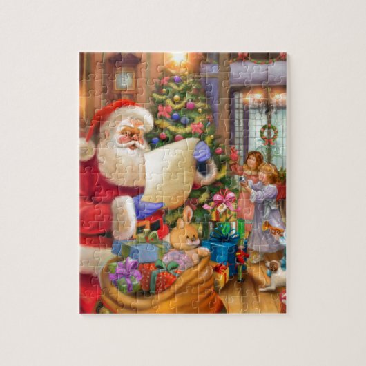 Leuk de vakantieontwerp van de Kerstman met kind Legpuzzel (Verticaal)