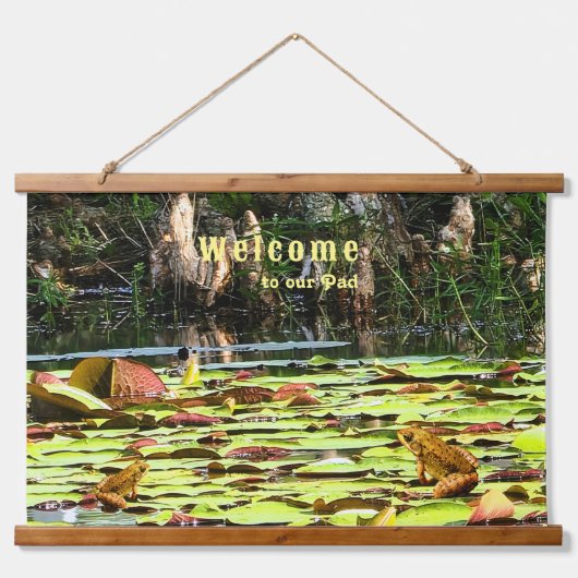 Leuk Decor Kikker Toad Lily Pad Welkom Hangend Wandkleed (Voorkant)