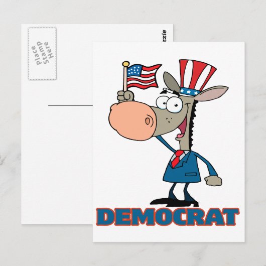 leuk , democratisch , tekenfilm briefkaart (Voorkant / Achterkant)