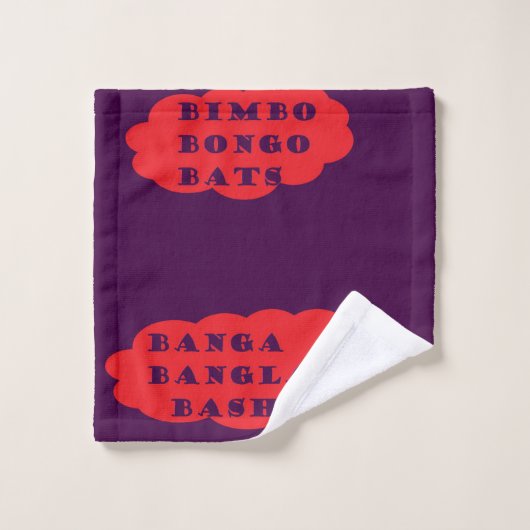 Leuk design bingo bongo bats paarse rood washandje (Wasdoekje)