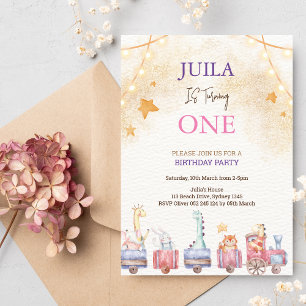 Leuk dier 1e verjaardagsfeestje kaart