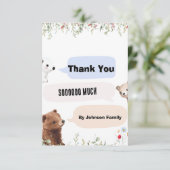 Leuk dier bedankt kaart | Baby Shower (Staand voorkant)