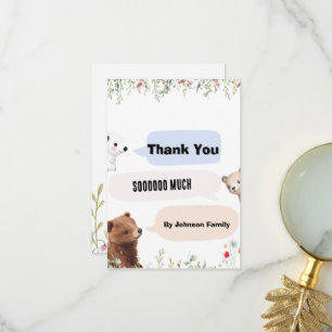 Leuk dier bedankt kaart Baby Shower