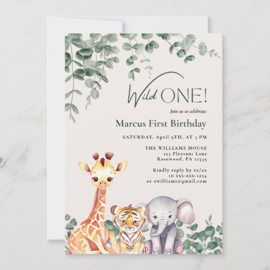 Leuk dier eerste verjaardag kaart (Voorkant)