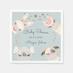 Leuk dier gezichtsmaskers baby shower monogram servet