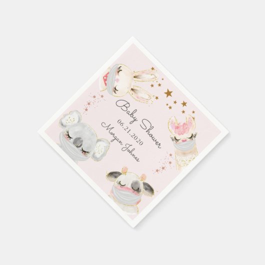 Leuk dier gezichtsmaskers baby shower monogram servet (Hoek)