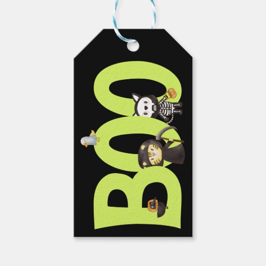 Leuk dier Halloween boek Cadeaulabel (Voorkant)