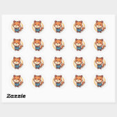 Leuk dier in overall ronde sticker (Vel)