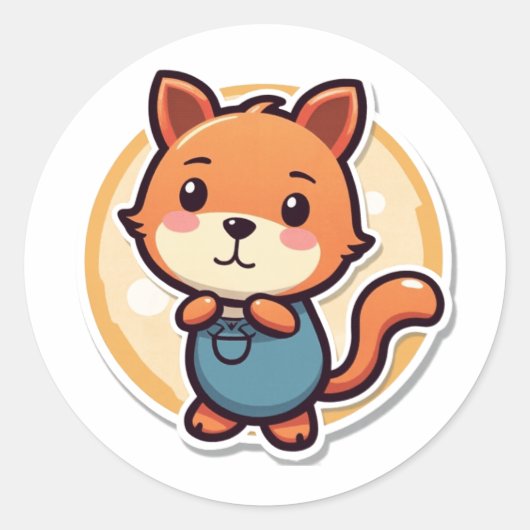 Leuk dier in overall ronde sticker (Voorkant)