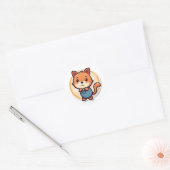 Leuk dier in overall ronde sticker (Envelop)
