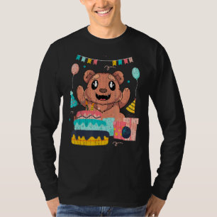 Leuk Dier Kids Verjaardagsfeestje Cake Bruin Beer T-shirt