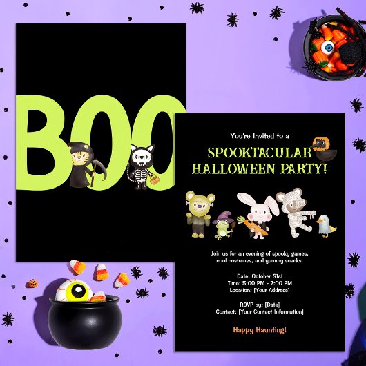 Leuk Dier Kinder Spooktacular Halloween Party Kaart