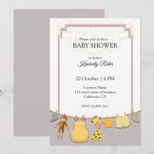 Leuk Dier Mandala Baby shower Kaart (Voorkant / Achterkant)