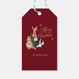 Leuk dier met kerstboom cadeaulabel