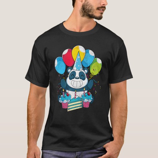 Leuk Dier Panda Beer Kids Verjaardagsfeestje Panda T-shirt (Voorkant)