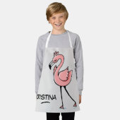 Leuk dier roze flamingo gepersonaliseerde naam kin schort (Gedragen)