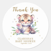 Leuk dier tijger sterren Baby shower dank u Ronde Sticker (Voorkant)