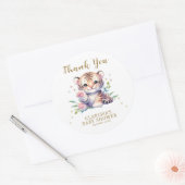 Leuk dier tijger sterren Baby shower dank u Ronde Sticker (Envelop)
