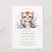 Leuk dier tijger sterren blush roze Baby shower Kaart (Voorkant / Achterkant)