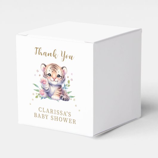 Leuk Dier Tijger Sterren Wit Baby shower Bedankdoosjes (Voorkant Zijde)
