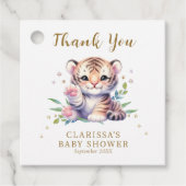 Leuk Dier Tijger Sterren Wit Baby shower Bedankjes Labels (Voorkant)