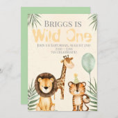 Leuk Dier Wild Een Verjaardag Uitnodiging (Voorkant / Achterkant)