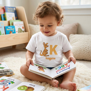 Leuk Dieren ABC Leren: Mooie Kangoeroe Alfabet K Kinder Shirts