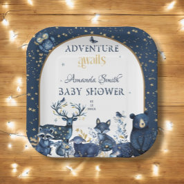 Leuk Dierenavontuur Night Sky Baby shower Papieren Bordje