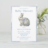 Leuk Dierenblauw Waterverf Bloemen Baby shower Kaart (Staand voorkant)