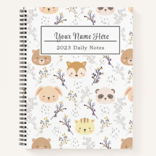 Leuk Dierenpatroon, met witte achtergrond Notitieboek