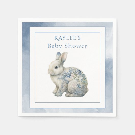 Leuk Dierlijk Blauw Waterverf Baby shower Servet (Voorkant)