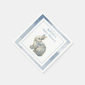 Leuk Dierlijk Blauw Waterverf Baby shower Servet (Hoek)