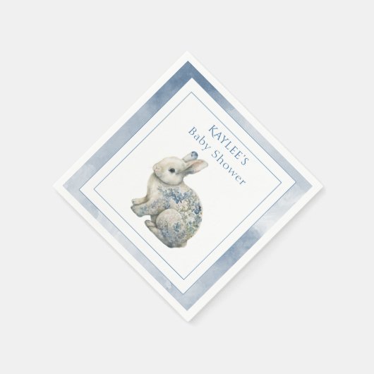 Leuk Dierlijk Blauw Waterverf Baby shower Servet (Hoek)