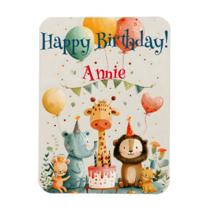 Leuk dierlijk kinder ontwerp met verjaardagselemen magneet