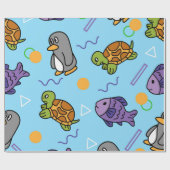 Leuk Dierlijk Ontwerp Naadloos Patroondocument Cadeaupapier (Vlak)