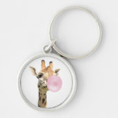 Leuk Dierlijk Ontwerp Roze Bubblegum Blazende Gira Sleutelhanger (Voorkant)