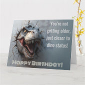 Leuk Dino T-rex verjaardagsontwerp Kaart (Gele Bloem)