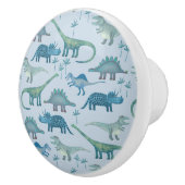 Leuk dinosaurus patroon blauw keramische knop (Rechts)