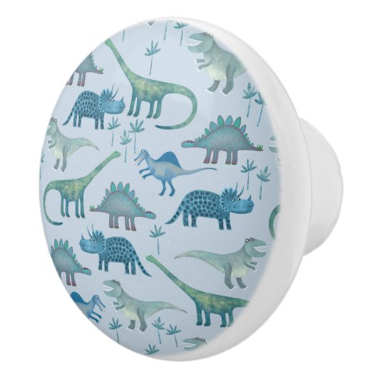 Leuk dinosaurus patroon blauw keramische knop (Rechts)