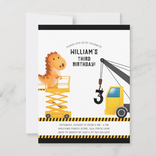 Leuk dinosaurus verjaardagsfeestje kaart (Voorkant)